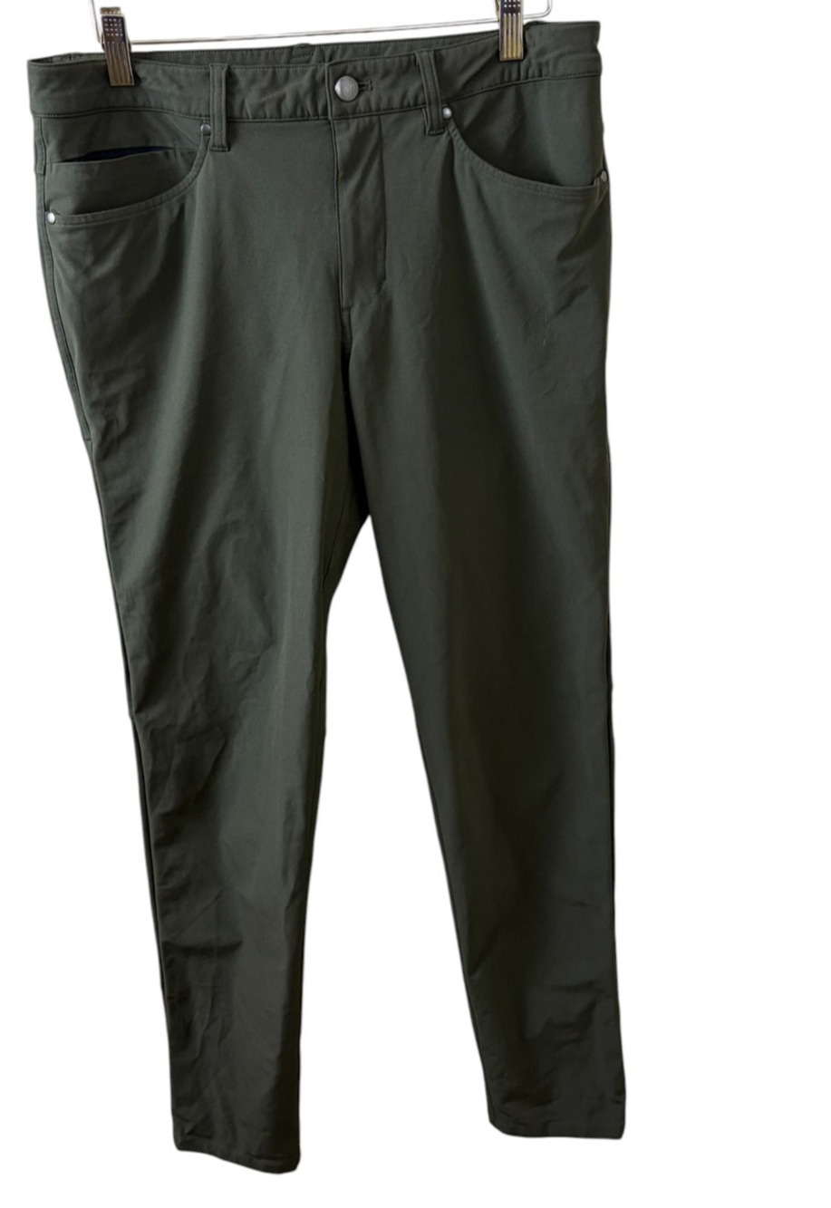 Lululemon ABC Slim Fit Pant Mens 31x32 Olive Warpstreme 5-Pocket Commuter
